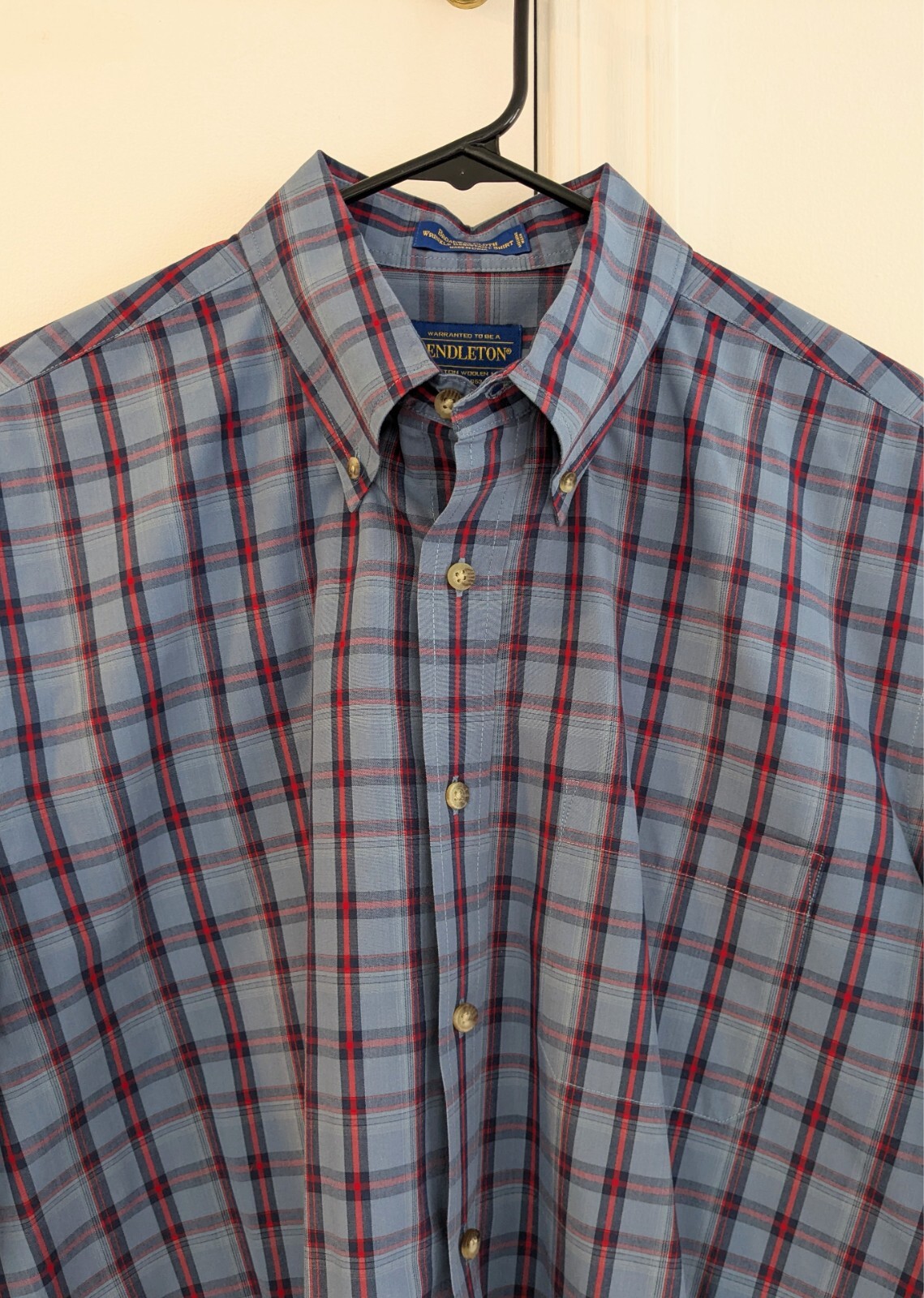 Pendleton Button-Down Shirt in Blue Red Check Pla… - image 1