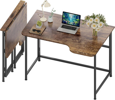 Folding L Shaped Desk, 35.4'' Small Computer Home Office Desk Foldable Study Writ