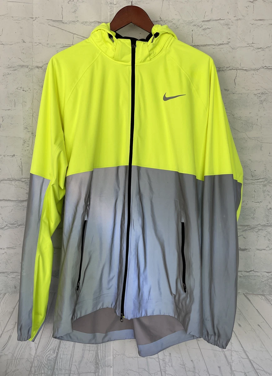 Nike Men's Shield Running Jacket - 619424-702 - Volt/Silver Large | eBay