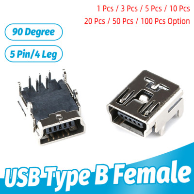 Mini USB Typ B Buchse Weiblich Jack 5 Pin Right Angle 90° DIP Buchse Stecker