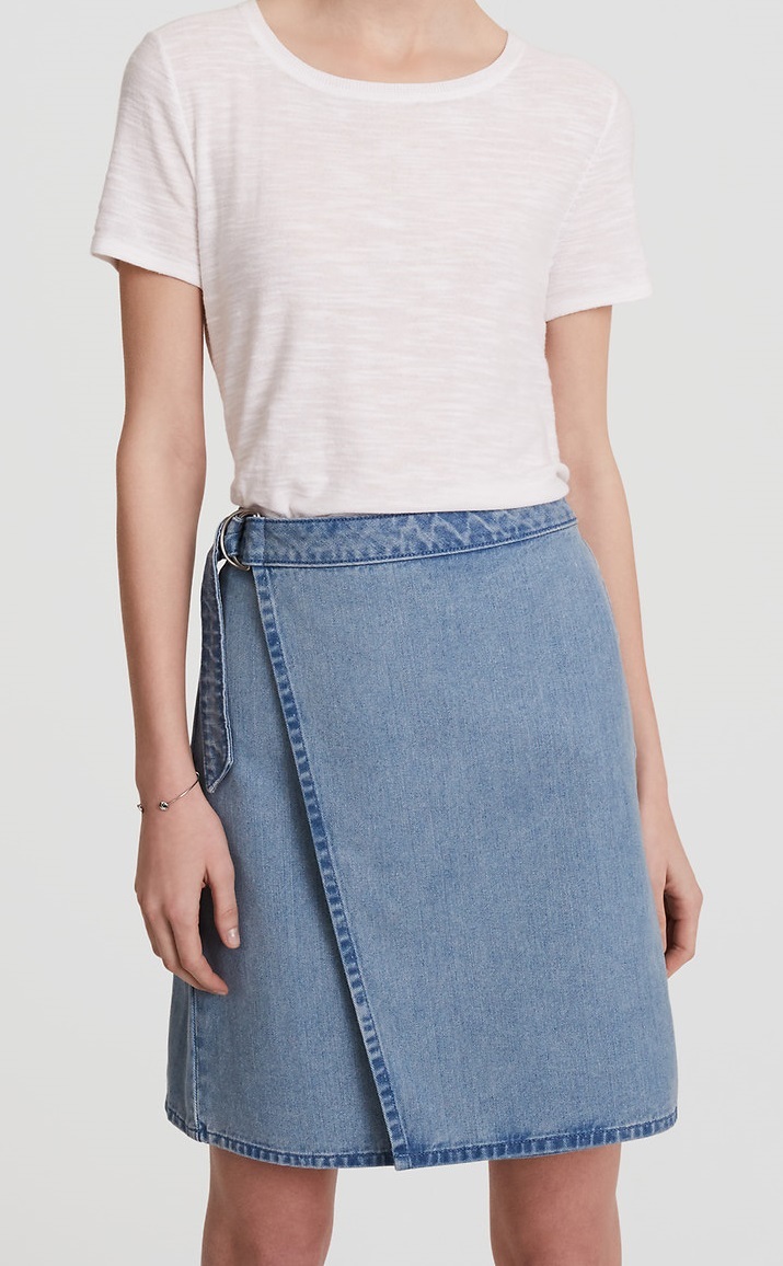 Ann Taylor LOFT Cotton Denim Wrap Skirt Size 4, 10 Light Mid