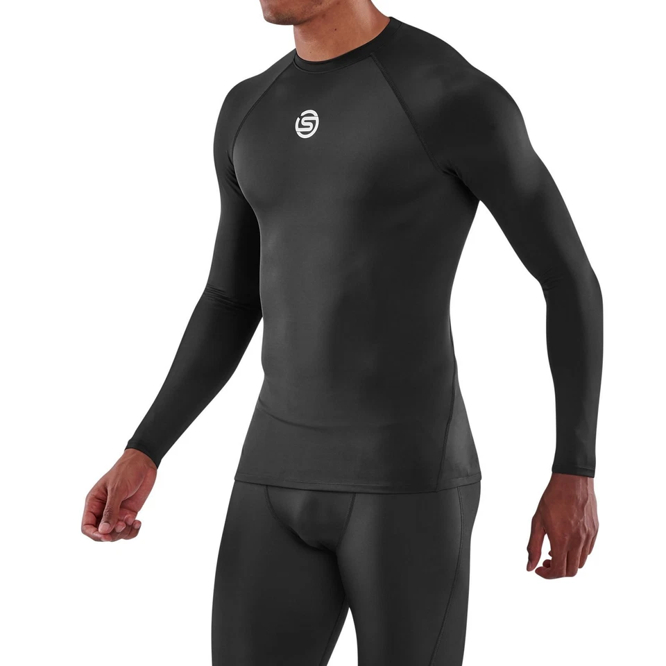 CLEARANCE!! Skins Series-1 Mens Compression Long Sleeve Top (Black) - Image 2 of 4