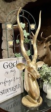 Vintage 29.25”H Brass Antelope/Gazelle Mid Century Hollywood Regency Sculpture 