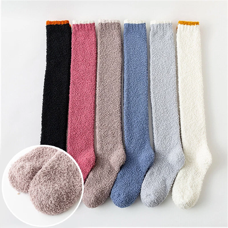 Women Thermal Cozy Fuzzy Fleece Long Socks Over Knee Warm Stocking Slipper Socks - Image 3 of 4