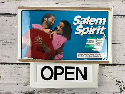 Vintage 1984 Salem Spirit Cigarettes Open/Closed Store Window Sign RJ Reynolds