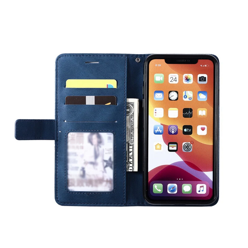 For iPhone 16 Pro Max 15 14 13 12 11 XS Leather Card Slot Wallet Flip Case Cover - Image 2 of 4