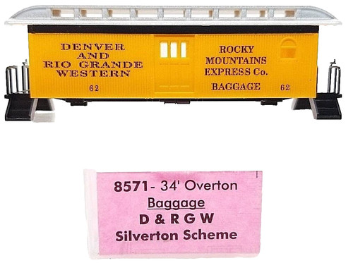 Kit de equipaje para pasajeros N Roundhouse 8571 34' Overton D&RGW Silverton #62w/mtl whls nuevo en caja | Zustand: New
