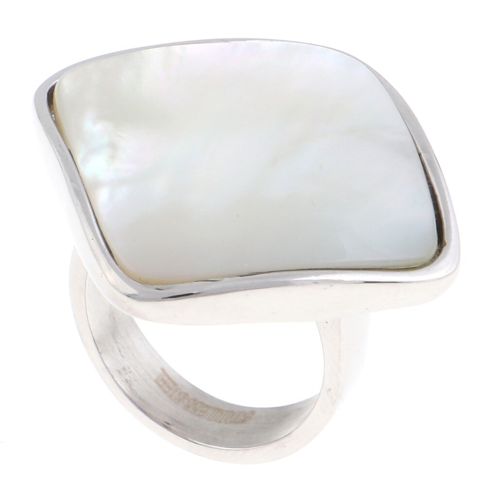 Silver Tone Fashion Stainless Steel Ring With Pearl- KLS080-S9 | eBay