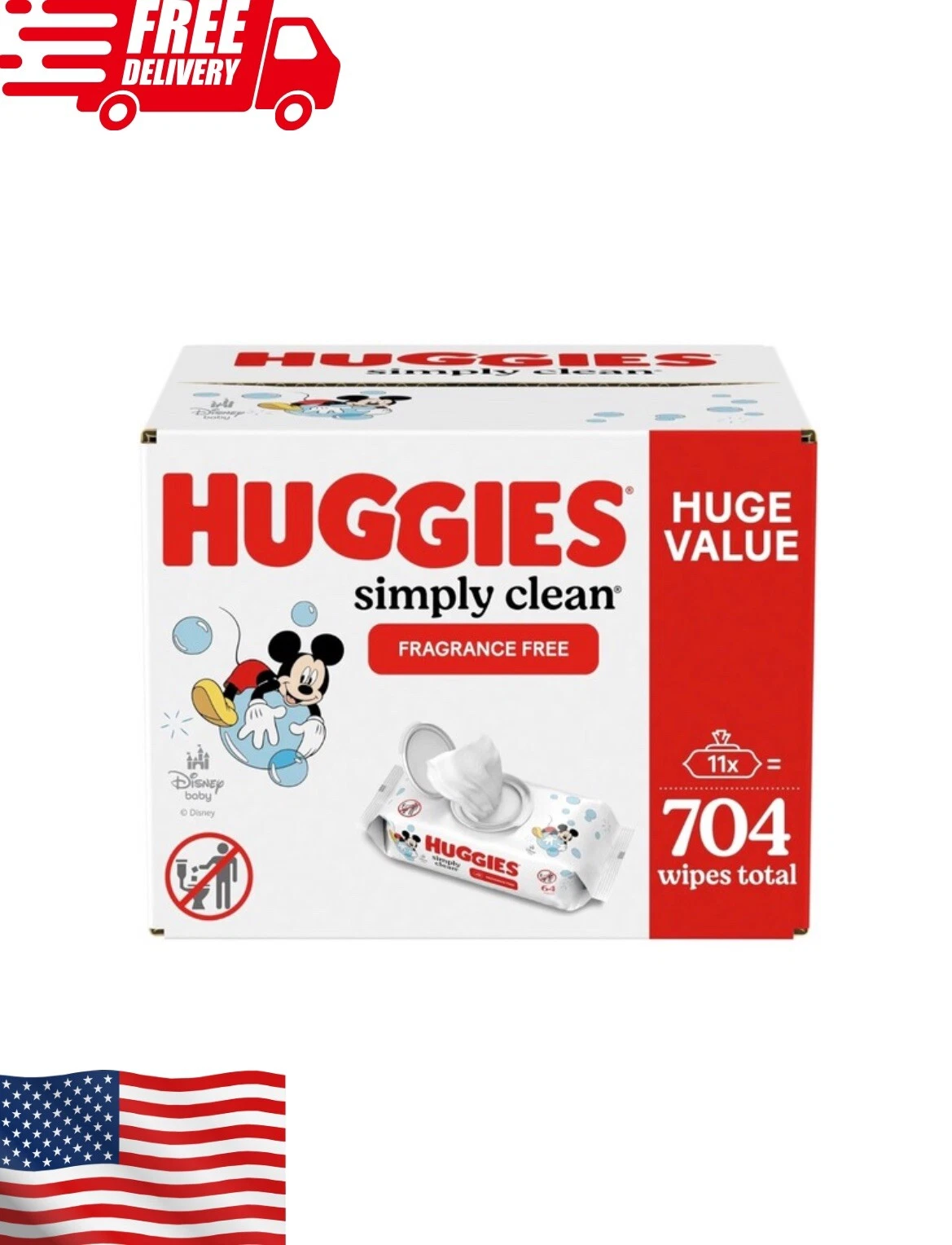 Huggies Simply Clean Unscented Baby Wipes 11 Flip-Top Packs 704 Wipes Total