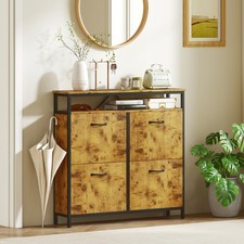 HOMCOM Schuhschrank mit 4 Klappen Schmal Schuhkipper mit Verstellbar Trennwand