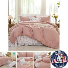 Luxurious 8-Piece Queen Comforter Set with Ruffles  Floral Patterned Sheets