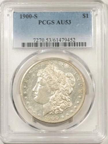1900-S $1 MORGAN DOLLAR - PCGS AU-53, FRESH & SEMI PROOF-LIKE!