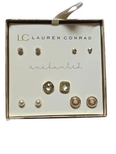 LC Lauren Conrad Women's Gold Plated Stud Earring Gift Box NWT