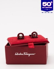 RRP €290 SALVATORE FERRAGAMO Enamel Gancini Cufflinks Polished Made in Italy
