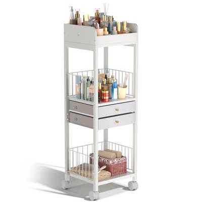 Makeup Organizer Storage Cart with 2 Drawers, Floor Skincare Make Up Storage,...