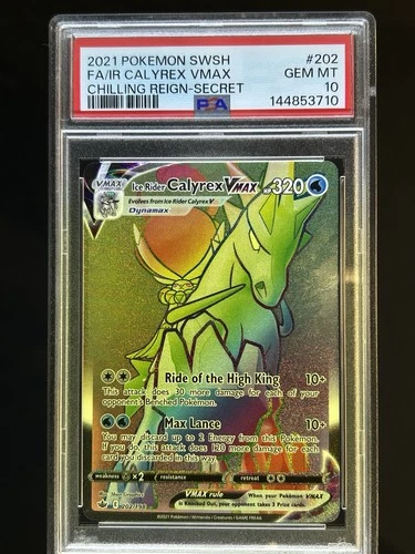 Pokemon TCG: Ice Rider Calyrex VMAX 202/198 Secret Rare- Chilling Reign PSA 10