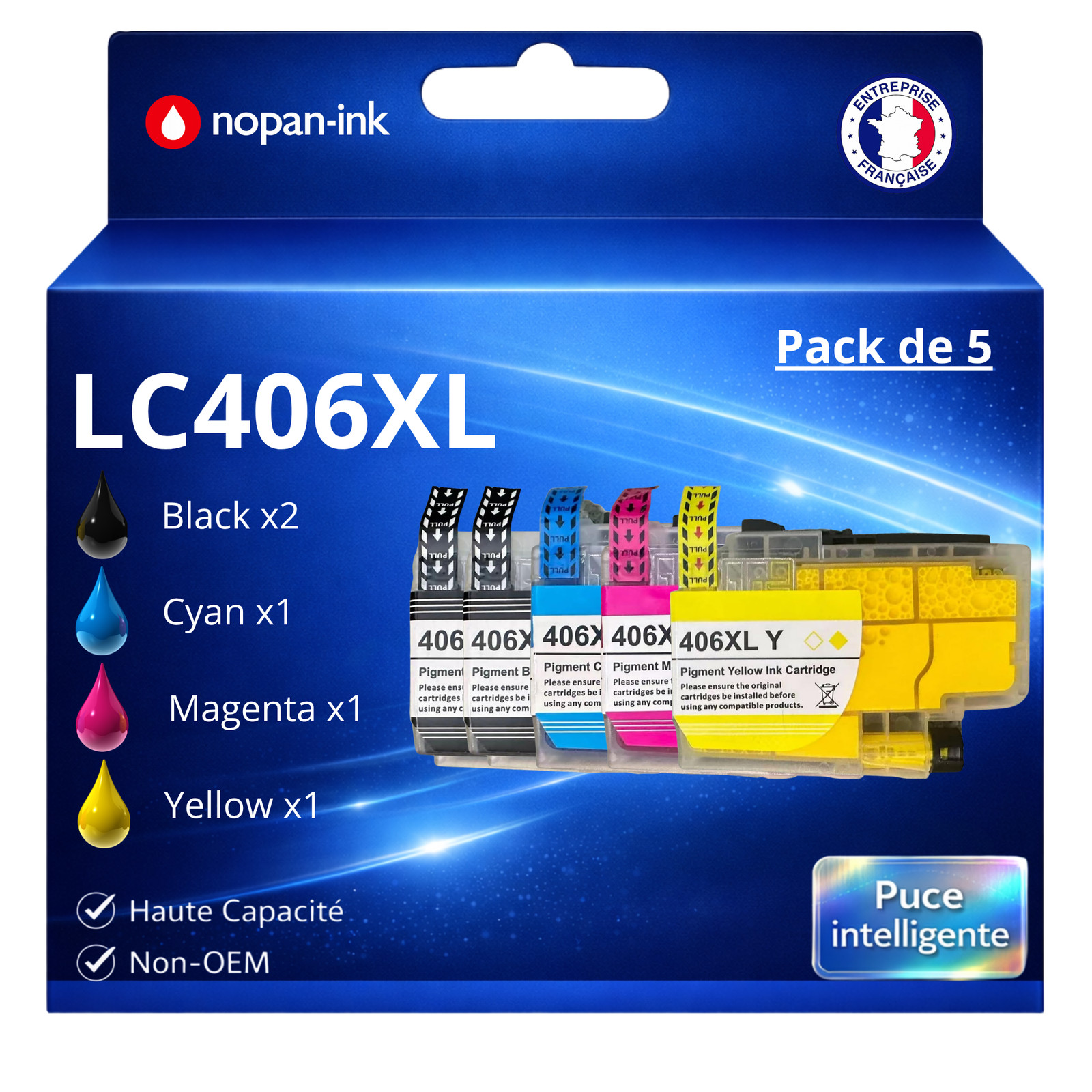 Cartouches LC406XL pack de 5 anti-bavure pour remplacer vos encres vides sans attendre