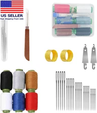 Big Eye Steel Sewing Needles Kit,37Pcs Sewing Tool Set-Steel Needles,Thread Ripp