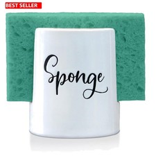 Charming Rustic White Ceramic Sponge Holder - Perfect for Kitchen Organization