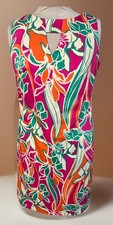 Anne Klein Sleeveless Floral Lined Dress Front Cutout Back Zip Bright Colors 8