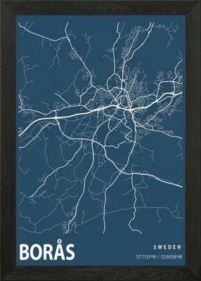 Bors Blueprint Street Map Framed Wall Art Poster Canvas Print Picture