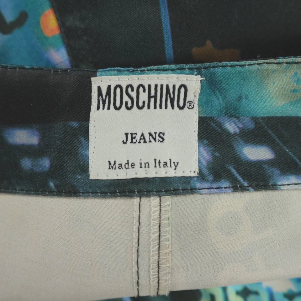 Pantalones Vaqueros Moschino 46 IT 12 EE. UU. Estampado Collage Años 90 Y2K Cyber Foto 3 de 4