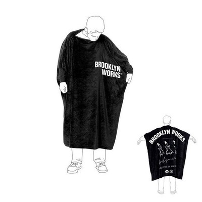 Brooklyn Works Hands-Free Poncho Blanket Wearable Warm Fleece Throw Hooded Style