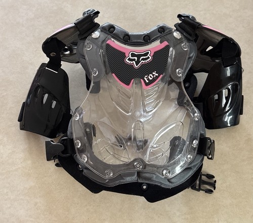 Girls Peewee Fox R3 Motocross Roost Deflector Clear Black Pink chest Protector