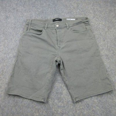 Replay Shorts Mens W36 Grey Denim RBJ 901 MA981 Stretch Button Fly Tapered Fit