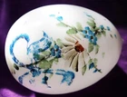 Vintage Antique Easter Egg Hand Blown Milk Glass 5" Flowers