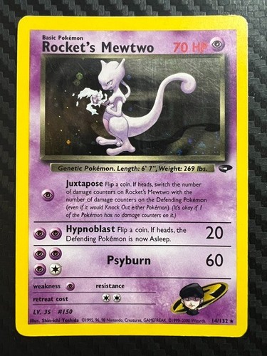 Pokémon TCG Gym Challenge Rockets Mewtwo 14/132 Holo Rare Unlimited LP/MP