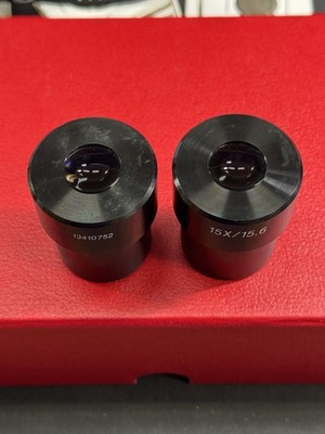 PAIR LEICA 13410752 15X/15.6 MICROSCOPE OPTIC EYEPIECE Set - 30mm Tube