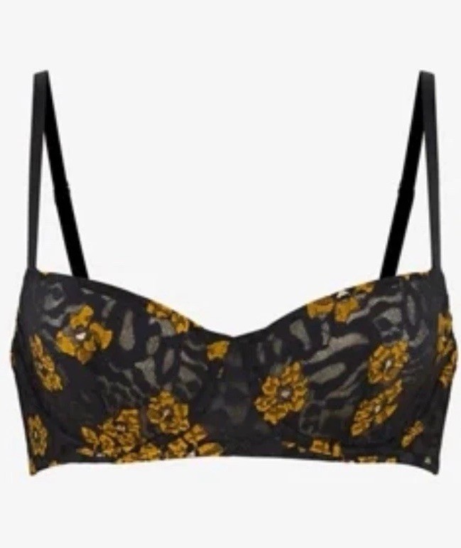 Sujetador balconette Savage X Fenty para mujer de encaje floral felino sin forro talla 38DD