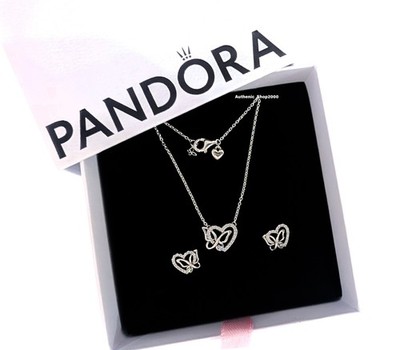 NEW 100% Authentic PANDORA 925 Entwined Heart & Butterfly Earrings 