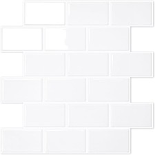 STICKGOO 10 Sheet White Subway Peel Stick Tile Kitchen Backsplash Thicker