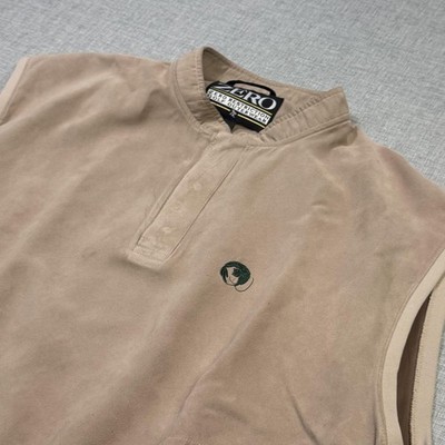 Zero Restriction Golf Windbreaker Jacket Vest Mens L Beige Collared Pockets