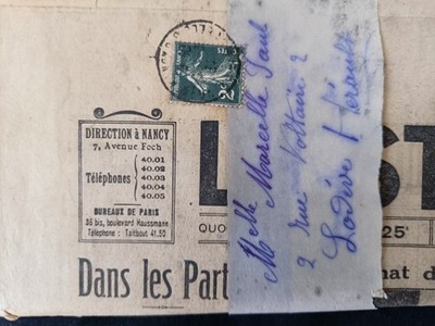 L Est Républicain 27. Mai 1934 alte Zeitung + Postband Briefmarke Marianne