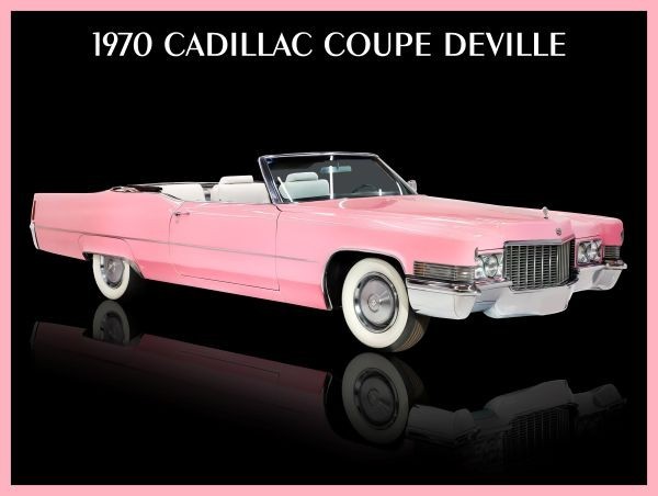 1970 Cadillac Coupe de Ville Pink Convertible NEW Metal Sign