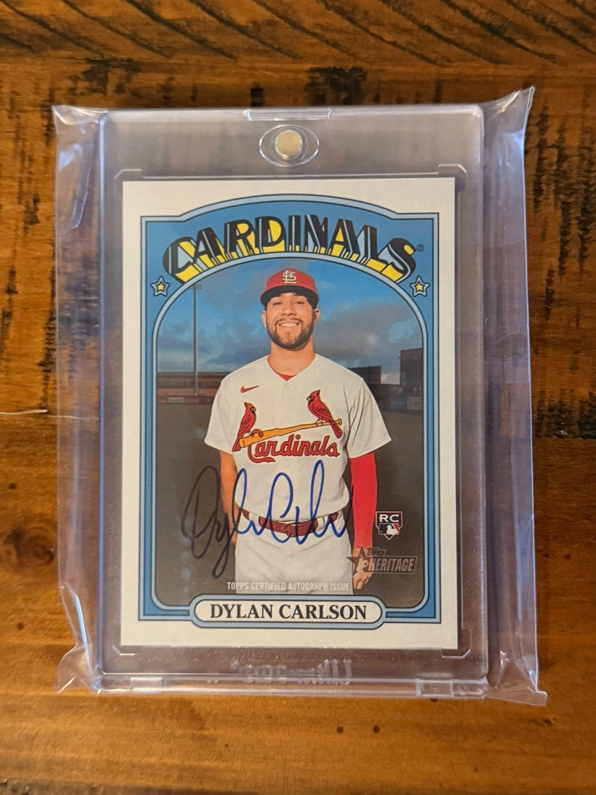 2021 Topps Heritage Dylan Carlson (Cardinals) Real One Auto Card No. ROA-DC RC