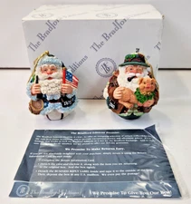 THE BRADFORD EXCHANGE ROMAN INC ROLY POLY SANTA THROUGH THE DECADES PAIR