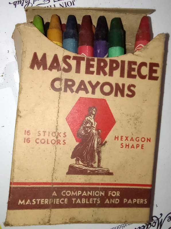 Antique Masterpiece Crayons No.3 Practical Drawing Company Dallas Texas Vtg Art