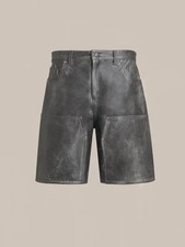 Distressed Men's black Real Lambskin Leather Shorts Handmade Streetwear