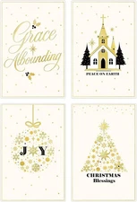 Boxed Christmas Cards Assortment, Elegant Icons 4 Designs 24 Cards with Envelope