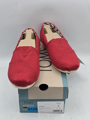 NEW TOMS Women's Red Canvas Classic Alpargata slip on flat Shoe Size 9 M