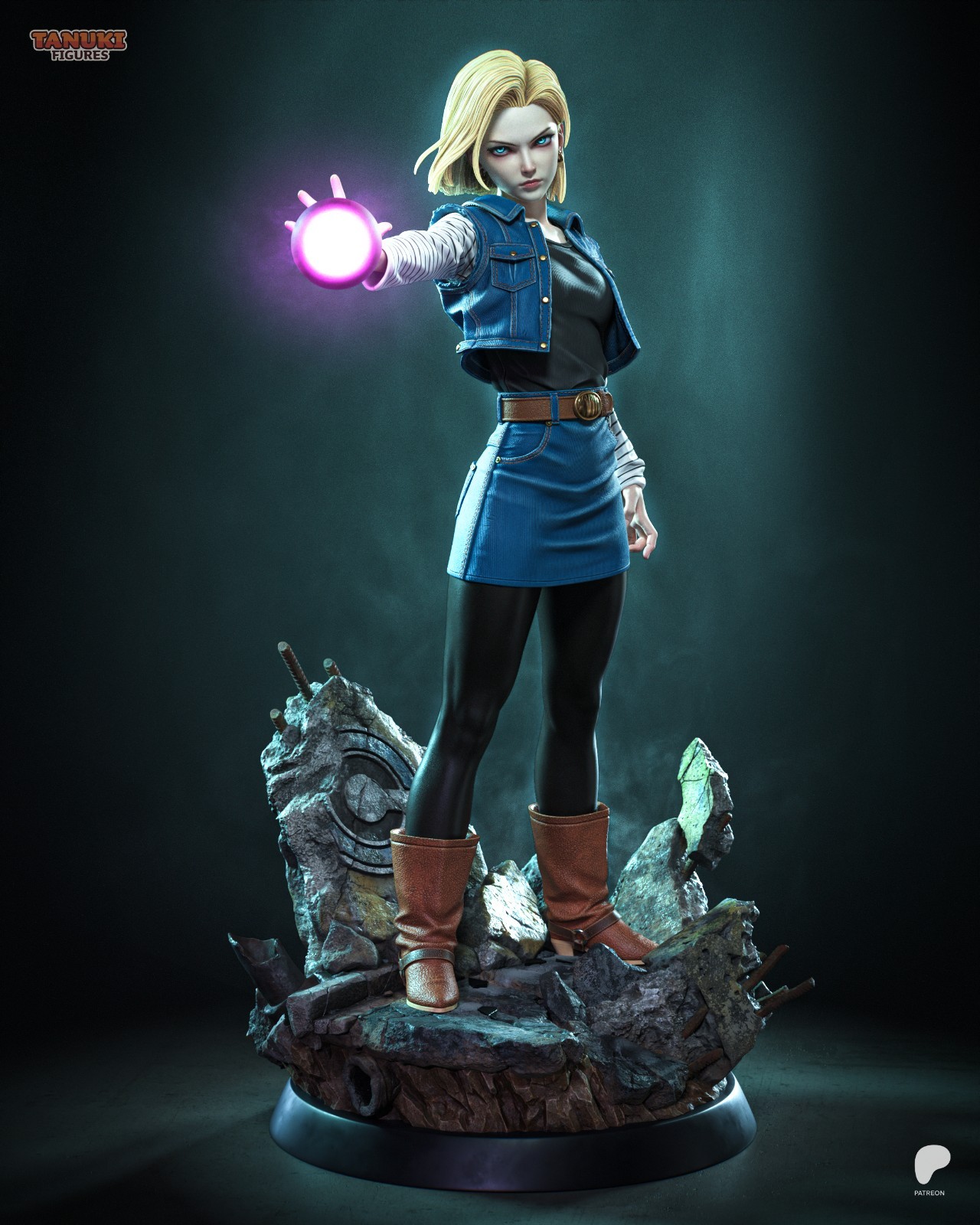 Android 18 - 32 cm - UNPAINTED Resin Figure - 3D Printed - Fan Art