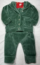 Kate Quinn Organic Cotton Christmas Velvet Velour Suit Gingerbread Man 6-12 Mos