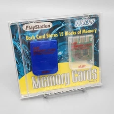 2 Pack of Original PlayStation 1 & Nuby Memory Cards 1 OEM 15 Blocks In Case