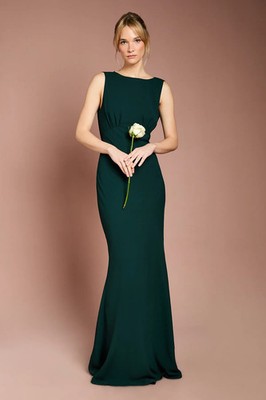 Coast Damen A-Linie Maxikleid smaragd ärmellos lang Krepp Fischschwanzsaum