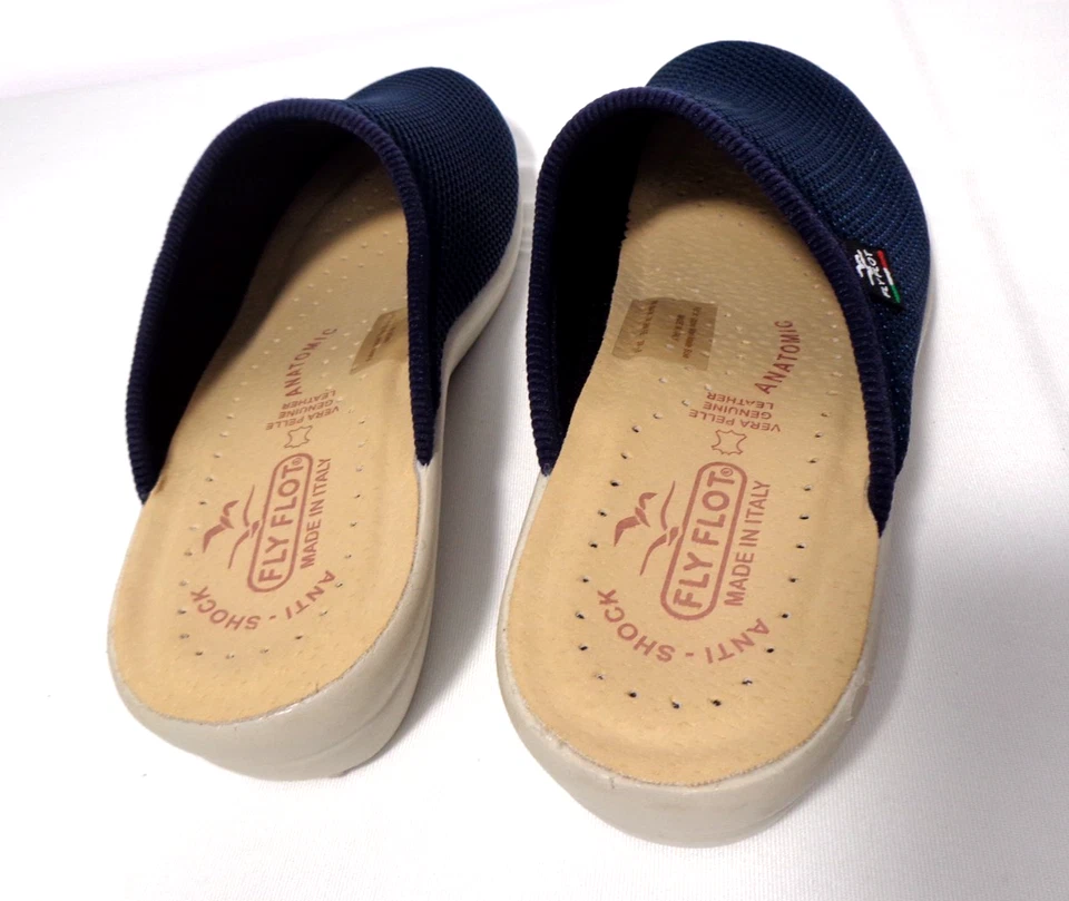 Zuecos Fly Flot para mujer de malla azul marino con plantilla de cuero anti golpes talla US 8 EU 39 Foto 4 de 4