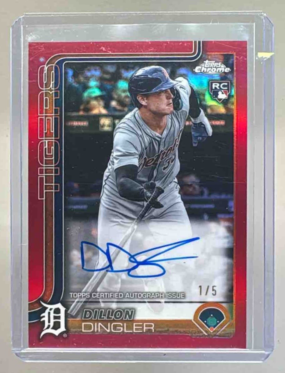 Dillon Dingler 2025 Topps Chrome Red Refractor Rookie Auto RC 1/5